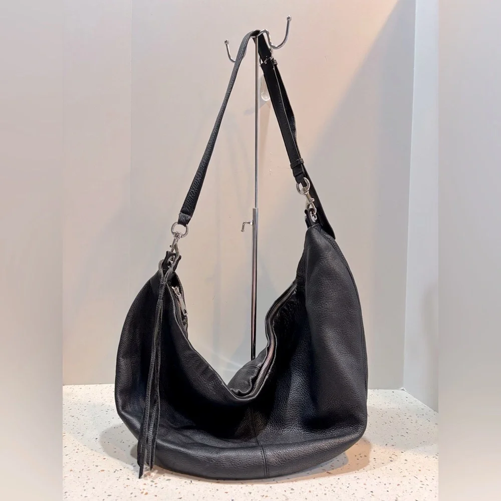 Rebecca‎ Minkoff Julian Half Moon Black Leather Crossbody Bag